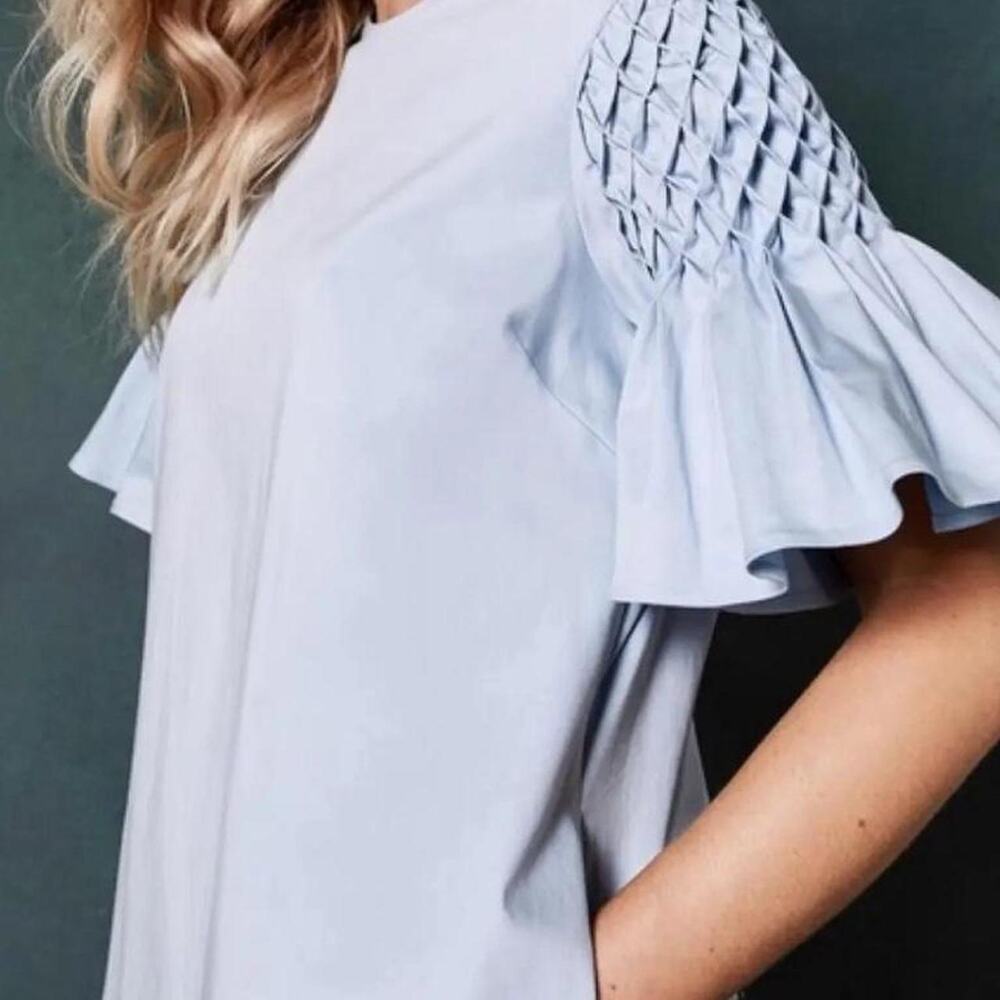 Light Blue Mini Ted baker dress - summer blue ruffle dress.